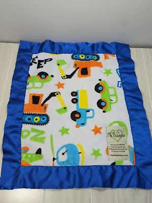 My Blankee Cars Trucks Blue Minky Dot Satin Trim Baby Security Blanket Lovey • $19.99