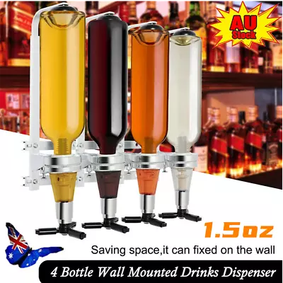 4Bottle Wall Mounted Dispenser Stand Drink Optic Spirit Bar Party Butler Wedding • $61.23