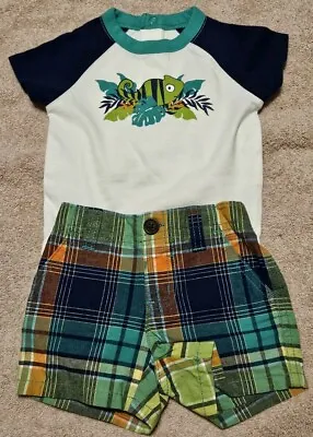 2 Piece Baby Boy GYMBOREE Outfit Bodysuit Shorts Size 0-3 Months NWOT Chameleon  • $6.99