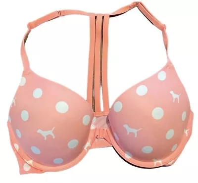 Victorias Secret Pink Bra Size 34C Wear Everywhere Super Pushup Coral • $16.95