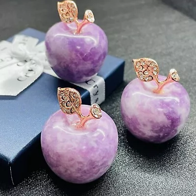 1pc Natural Lepidolite Quartz  Crystal  Carved Apple Reiki  Random • $10.96