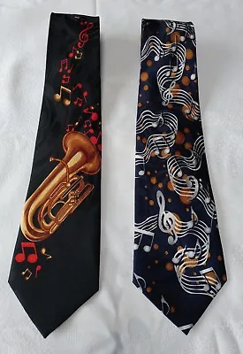 2  Music Themed Neckties Musical Notes & Horn Steve Harris - Jazz Rock Blues • $9.99