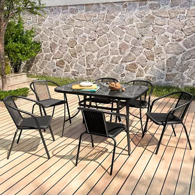 Bistro Parasol Table Chairs Set Outdoor Coffee 4/6 Seater Patio Garden Furniture • £239.95
