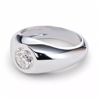 Men's Pinky Solitaire Dom Wedding Ring 14K White Gold Over 2Ct Simulated Diamond • $106.33