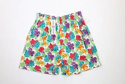 NOS Vintage 90s Streetwear Womens Large Floral Flower Hawaiian Beach Shorts • $49.45