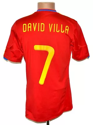 Spain National Team 2009/2010 Home Football Shirt Adidas M #7 David Villa • £70.19