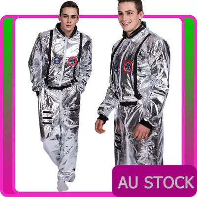 Mens Spaceman Costume Adult Astronaut Fancy Dress Space Man Nasa Outfit Jumpsuit • $47.49