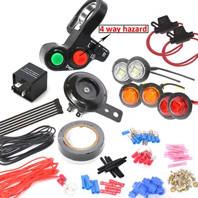 Handlebar Thumb Switch LED Turn Signal & Horn Kit For ATV Scooter Quad 4wheeler  • $39.59