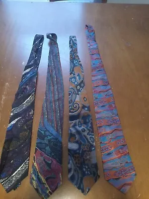 Coogi Men's Neck Tie 100% Silk Colorful Vibrant Abstract Pattern Lot Of 4 (3) • $44.99