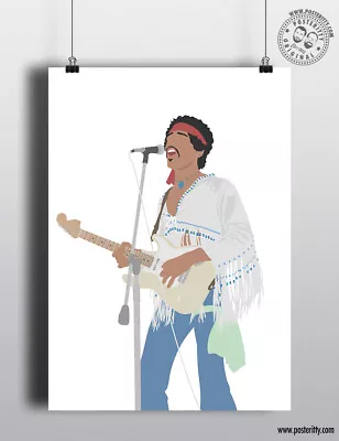 £4 • Buy JIMI HENDRIX - Woodstock 1969 Minimalist Poster Posteritty Style Art Print Hair
