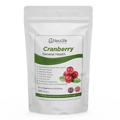 Cranberry Extract 5000mg - 120 Tablets - Urinary Tract UTI Bladder Support • £6.99