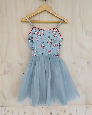 Oobi Floral Tutu Dress 5y Fairy Lace Up Ballerina Blue • $18