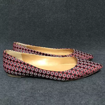 J. Crew Shoes Women’s Red Amelia Medallion Pointed Toe Ballet Flats Size 9 • $34.99