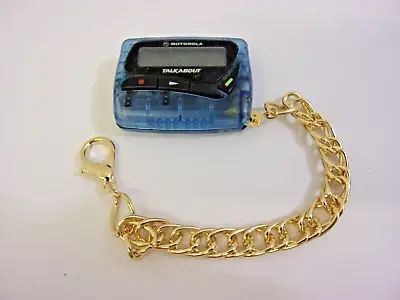 Vintage  Motorola Pager TALKABOUT W Gold Chain Clear See Through Blue Case • $23.77