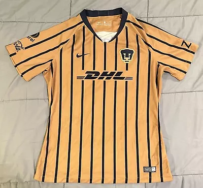 Nike Pumas UNAM 2018 DHL Dri Fit Short Sleeve Soccer Jersey Men Sz L Authentic • $39.99