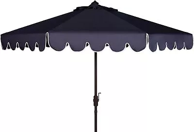 Collection Venice Navy White Single Scallop 9Ft Crank Outdoor Push Button Tilt U • $119.21