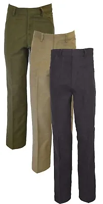 Mens Classic Moleskin Trousers 100% Cotton UK - Olive Beige Navy - Outdoors • $55.96