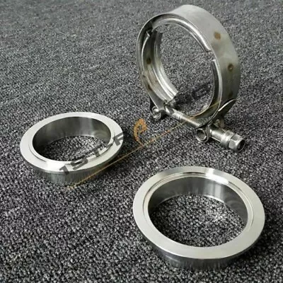 Universal 3.0  ID 76mm Stainless Steel Turbo Exhaust V-Band Clamp+Flanges Kit • $32