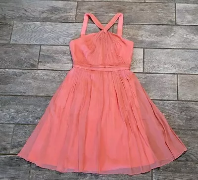 J. Crew Sinclair Silk Chiffon Pink Coral Prom Party Bridesmaid Barbie Dress Sz2 • $31.65