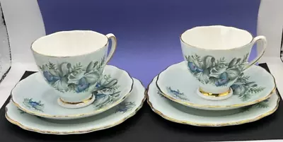 2 X Bone China Floral Designed Trios By Colclough Ridgway England • $59