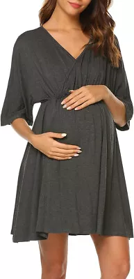 NWT $38 SIZE M Ekouaer 3 In 1 Maternity/Hospital/Nursing Gown SOFT STRETCH • £22.79