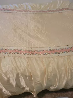 Vintage 1930s Satin Quilted Bedspread Twin Pale Peach • $125