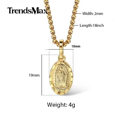 New Virgin Mary Pendant Necklace Choker 16-30  Gold Plated Stainless Steel • $7.99