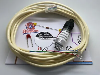 Gpo 711-741 Wall-mounted Telephone Conversion Kit & 3.5m Ivory Line Cable • £8.95