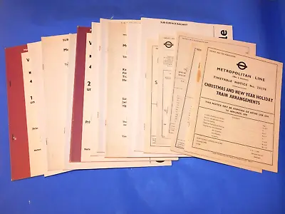 15 X LONDON UNDERGROUND METROPOLITAN LINE WORKING TIMETABLE BOOKS 1975 - 2010 • £35.95