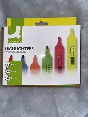 Q-Connect Highlighter Pens KF01909 - Assorted Colours Pack Of 6 • £5