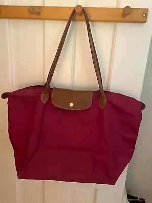 Longchamp Le Pliage Large Raspberry/Magenta Long Handle Purse • $29.99