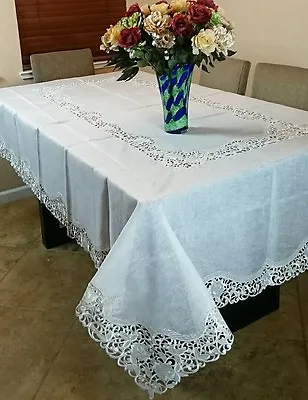 $65 • Buy 72x144  Embroidered Lace Rectangle Organza Polyester Tablecloth Napkins Banquet