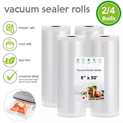 $7.96 • Buy 2/4 Rolls 8 X50' Giant Vacuum Sealer Bags Embossed Thick 4mil Food Saver Storage