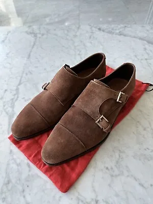 Carmina Double Monk Strap Tan Suede Shoes Mint Condition 42 9 Mallorca Spain • $299