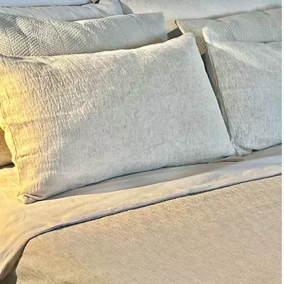 RH Restoration Hardware Textured Linen Duvet Cover And 2 Shams/ Sand - King Size • $382