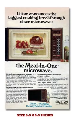 1970's Litton The Meal In One Microwave Old Ad Magnet 3.5 X 5.5 Inches • $6.95