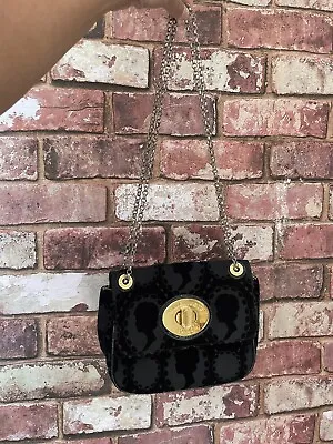 £150 • Buy Lulu Guinness Black Eyelet Flocked Cameo Annabelle Bag Chain Strap Queen Head