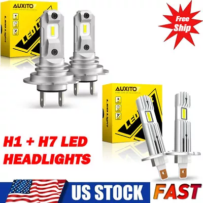 H1 & H7 Combo LED Headlight High Low Beam Bulbs Super Bright White 6500K Set EAC • $47.49