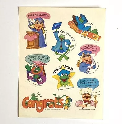 Vintage Hallmark Sticker Sheet 1981 MUPPETS Graduation MISS PIGGY KERMIT Henson • $9.99