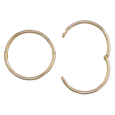 9ct Gold 14mm Hinged Sleeper Hoop Earrings - Solid 9k Gold • £37.95