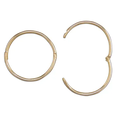 9ct Yellow Gold On Silver 16mm Hinged Sleeper Hoop Earrings • £10.95