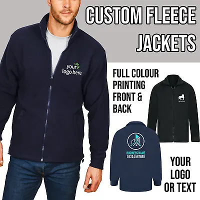 £21.28 • Buy Custom Fleece Jacket Business Logo Personalised Printed Workwear Unisex UK Mens
