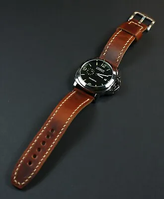 Leather Watch Strap Vintage Brown Custom Band For PAM Wristband 18 20 22mm 24mm • $49.99