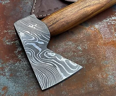 Custom Made Hand Forged Damascus  Steel Camping Axe Tomahawk Hatchet • $77.99