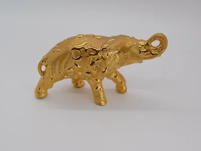 Small Sculptured Marble Gold Gilded Brushed & Shiny Lucky Elephant 4  Long • $1.99