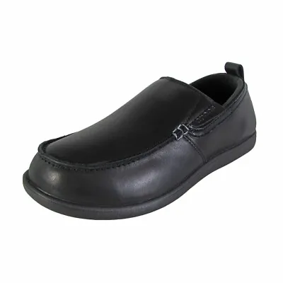 Crocs Mens Tummler Leather Slip Resistant Work Shoes Black US 7 • $21.59