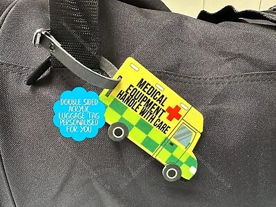 £8 • Buy Personalised UK Green Ambulance Medical Equipment Alert, Medical Luggage Tag