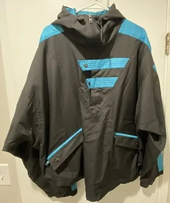 Nils Men's Large Zip Hooded Ski Jacket Black/Turquoise EUC • $27.99