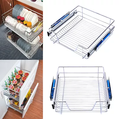 Pull Out 300-600mm Wire Baskets Kitchen Cabinet Soft Close Runner Pantry Shelves • £65.95