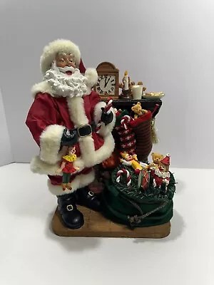 Kirkland Santa  Claus Fireplace Christmas Figure Display Fabric Mache Vintage • $39.90